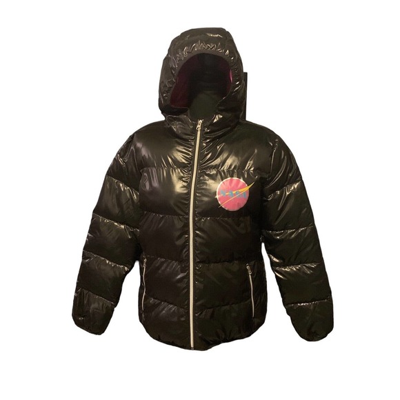 NASA Black/Hot Pink Puffer Quilted Space Jacket Chic Threads Women’s Large‎ - Picture 5 of 15